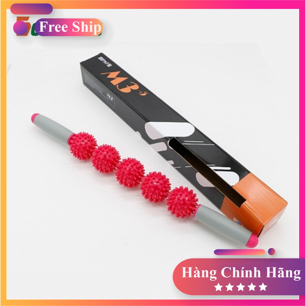 [CÓ VIDEO - ẢNH THẬT] Thanh Lăn Massage Cơ Bắp 5 Bóng Roller Stick Tập Gym Yoga 1906-5