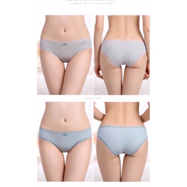 Quần lót nữ cotton tăm phối viền ren xinh xắn đáng yêu | BigBuy360 - bigbuy360.vn