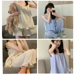 Bộ ngủ / mặc nhà pyjama cherry hai dây ngắn