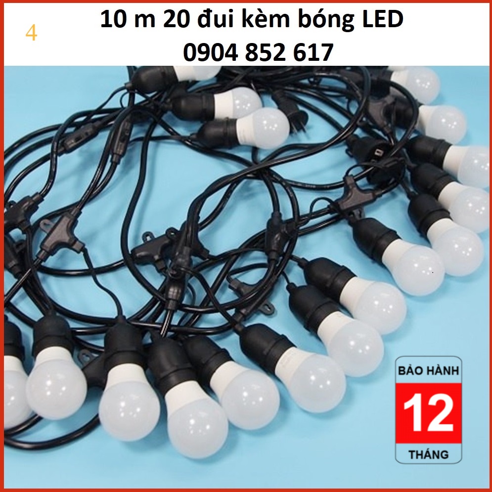 💥Giá Sỉ💥 Bộ dây đúc đui đèn trang trí ngoài trời đui E27 - 10m (20 đui) chống nước dây đui