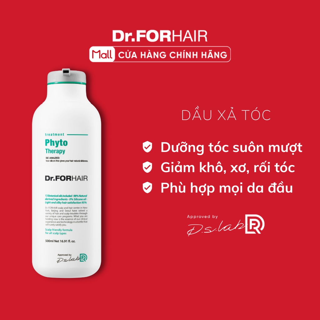 Dầu xả dưỡng tóc chăm sóc da đầu nhạy cảm Dr.FORHAIR/Dr For Hair Phyto Therapy Treatment 500ml