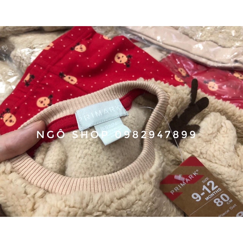 Bộ Nỉ Bông Noel Primark xuất xịn Hình Tuần Lộc Cho Bé