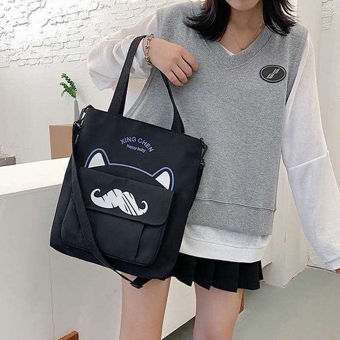 Túi Đeo Chéo Canvas Sức Chứa Lớn Phong Cách Hàn Quốc Thời Trang Cho Nữ