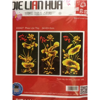 Tranh thêu chữ thập Phúc lộc thọ 222427-34x60x3cm