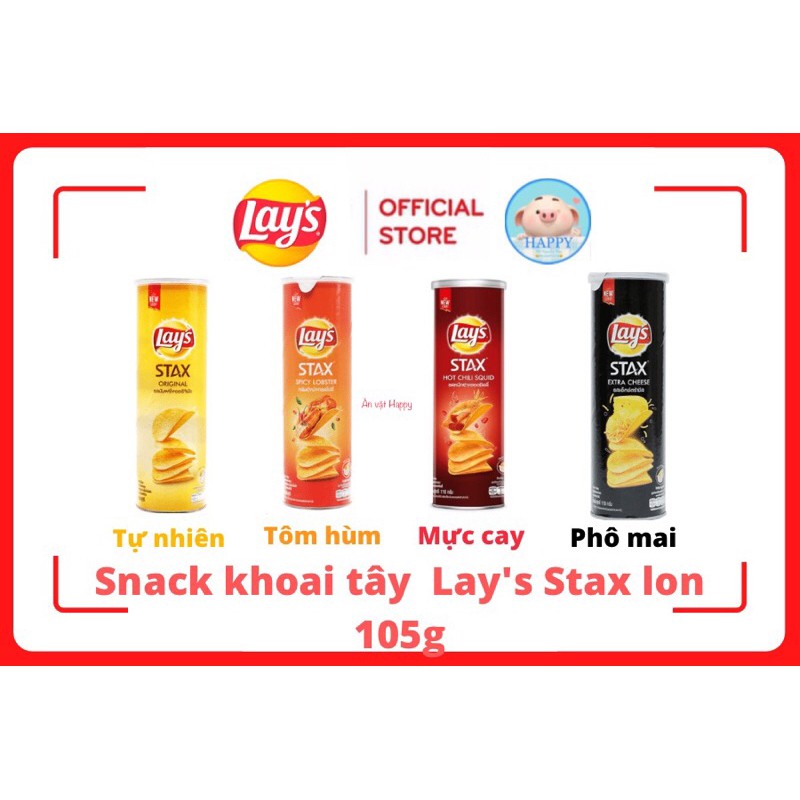 Snack khoai tây Lay’s Stax lon 105g