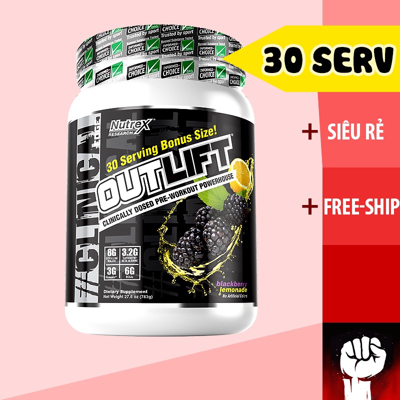 Outlift | Nutrex Outlift Preworkout  30 Lần Dùng - Tăng Sức Mạnh - Chính Hãng - Muscle Fitness