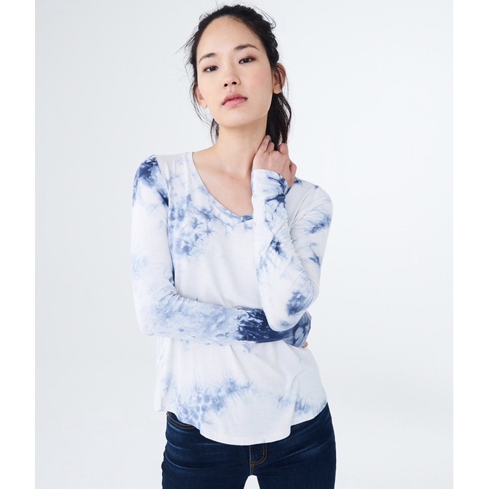 Áo thun AERO cotton màu loang vnxk cổ V