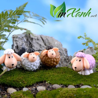 Phụ kiện cừu lông xù trang trí tiểu cảnh, hồ cá, bàn làm việc size 3cm