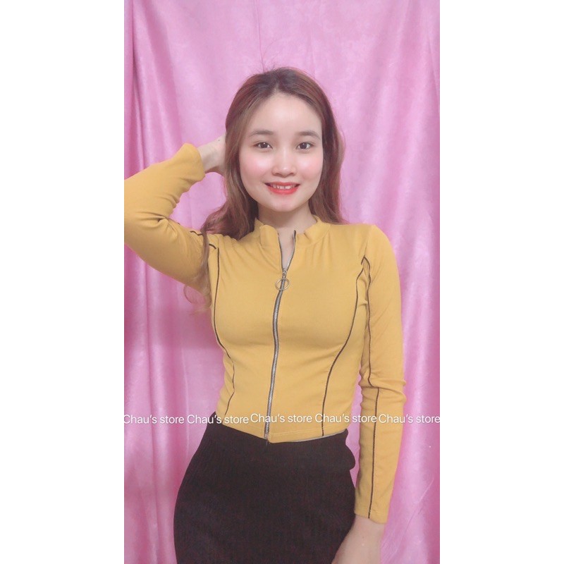 Áo thun bozip dạng dây kéo tay dài ...