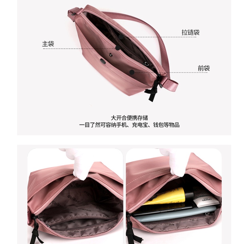 Túi Đeo Chéo nylon Màu Trơn Chống Nước Thời Trang Cho Nữ