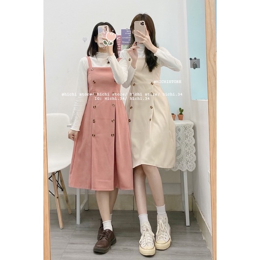 set váy yếm dài vintage ẢNH THẬT VIDEO hichi | BigBuy360 - bigbuy360.vn