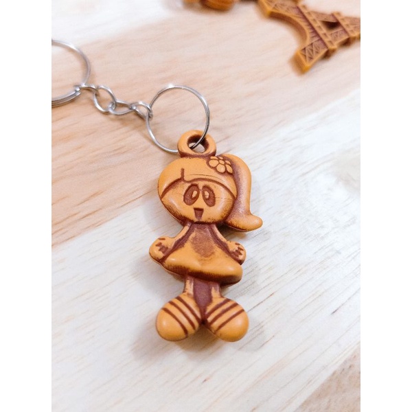 Móc khóa vintage giả gỗ (1 cái) nhiều hình độc đáo làm quà tặng