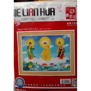 Tranh thêu chữ thập tam thế phật A908-94*72cm