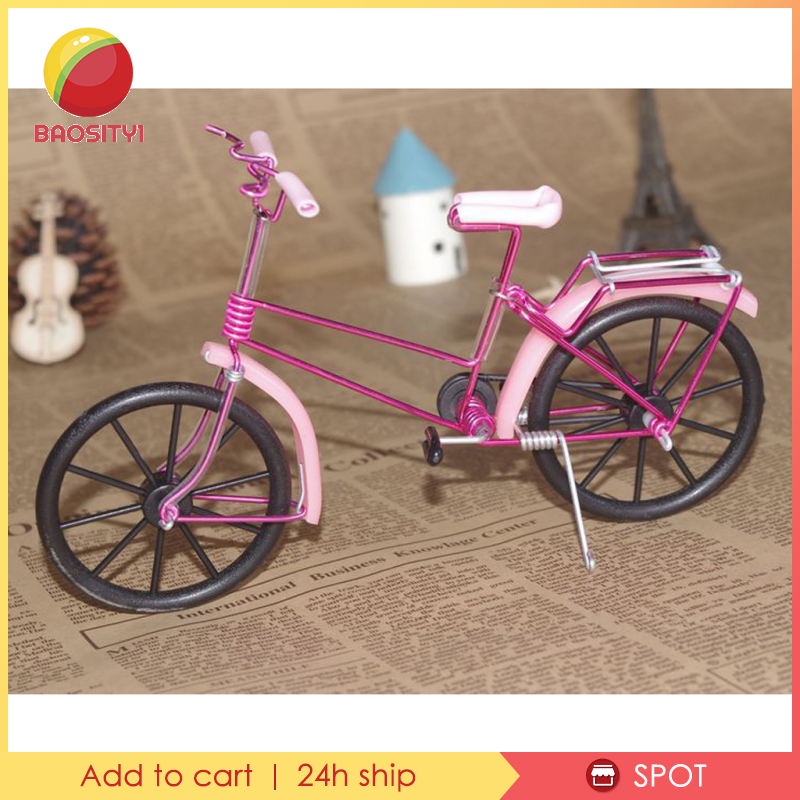 Mô hình xe đạp bằng sắt màu hồng 7.9''L x 2.6''W x 5.5''H