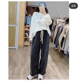 Quần ống xuông culottes chất nhung tăm hàng Quảng Châu