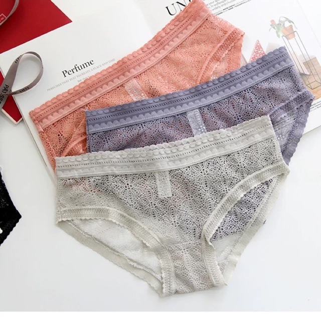 [Mã WASTDEP giảm 5K đơn bất kì] Quần Lót Ren Lưới Họa Tiết Hoa Mềm Thoáng Khí Lót Cotton Thấm Hút Mồ Hôi P057