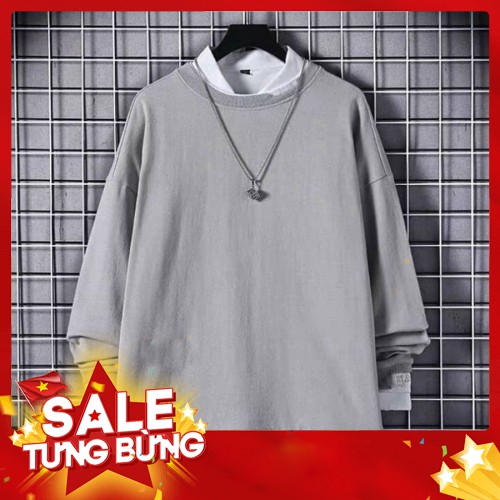 -HÀNG NHẬP KHẨU Áo nỉ da cá dài tay ANFA nam dáng siêu đẹp cổ tròn form rộng size 40-85kg màu đen,trắng,xám,ghi tối AN01