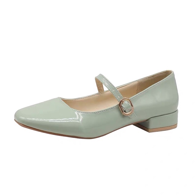 Giày cao gót Lolita da bóng nhiều màu / Guốc da bóng Mary Jane tiểu thư