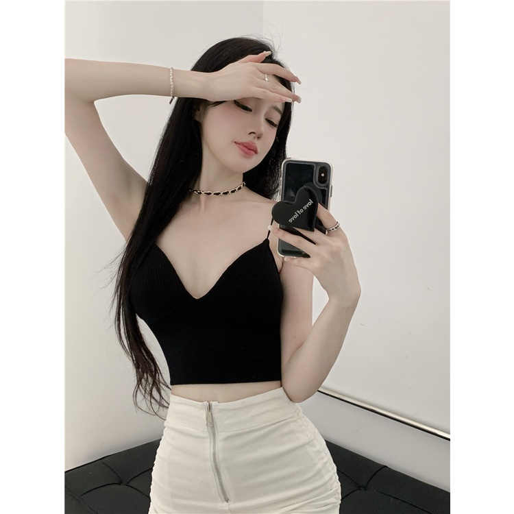 Áo Hai Dây Cổ Chữ v Có Đệm Ngực Lưng Phong Cách Phương Tây Thời Trang Mùa Hè Quyến Rũ Dành Cho Nữ