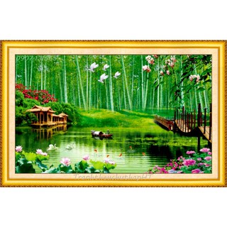 Tranh thêu chữ thập Trúc báo bình an LV3288 (2 size) - tự thêu