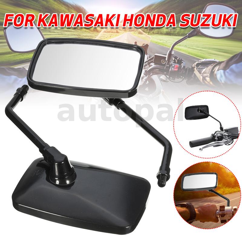 Set gương chiếu hậu hình chữ nhật màu đen 10mm tiện lợi dành cho xe máy