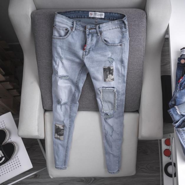 Quần jean nam màu bạc kiểu thời trang chất cao cấp jean co giãn xịn đẹp * $