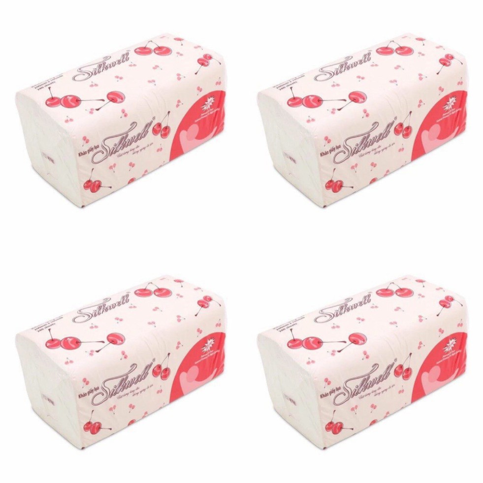 Combo 4 gói giấy rút lụa [𝐅𝐑𝐄𝐄𝐒𝐇𝐈𝐏] Silkwell 280 tờ 2 lớp dai đẹp