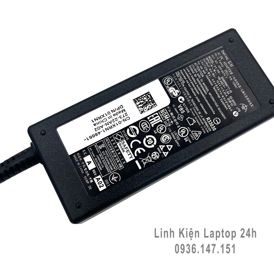 Sạc laptop Dell 19.5v - 3.34a - 65w  đầu kim nhỏ dùng cho máy tính dell inspiron 13 14 15,3000 5000 7000 3451 3458