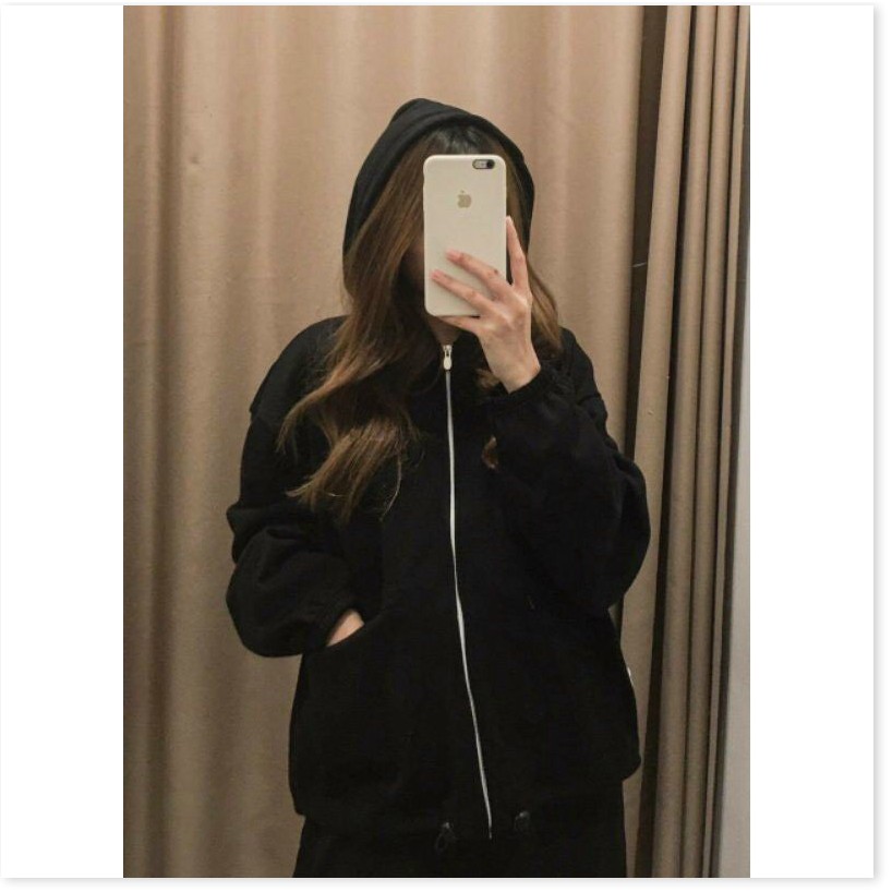 ÁO KHOÁC NỮ CÓ DÂY KÉO VÃI NỈ FORM RỘNG THỜI TRANG MỚI KME