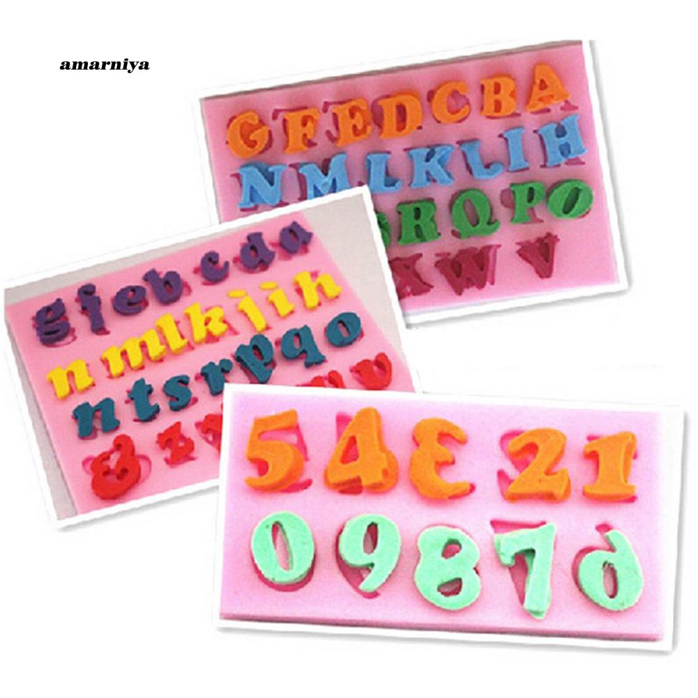 Bộ 3 khuôn silicon làm bánh kẹo khắc họa tiết ký tự tiếng Anh và các con số