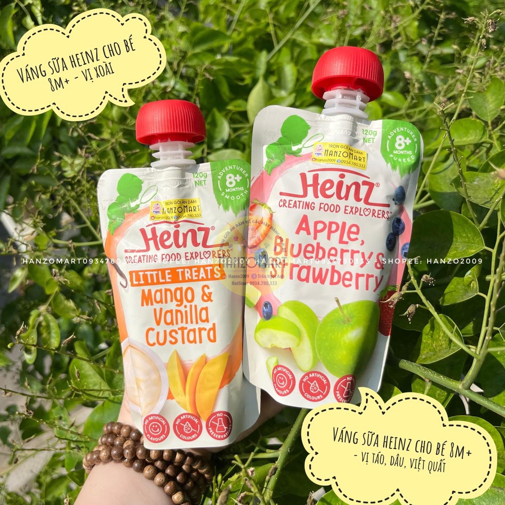 Váng sữa hoa quả / trái cây nghiền HEINZ - Úc bé từ 6m+ 10/2021