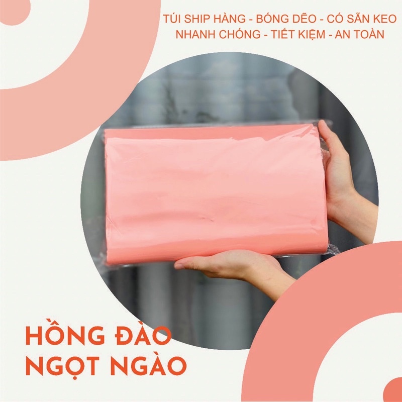 100 túi Niêm phong 25 x35  cm niêm phong quần áo, mỹ phẩm màu hồng đào