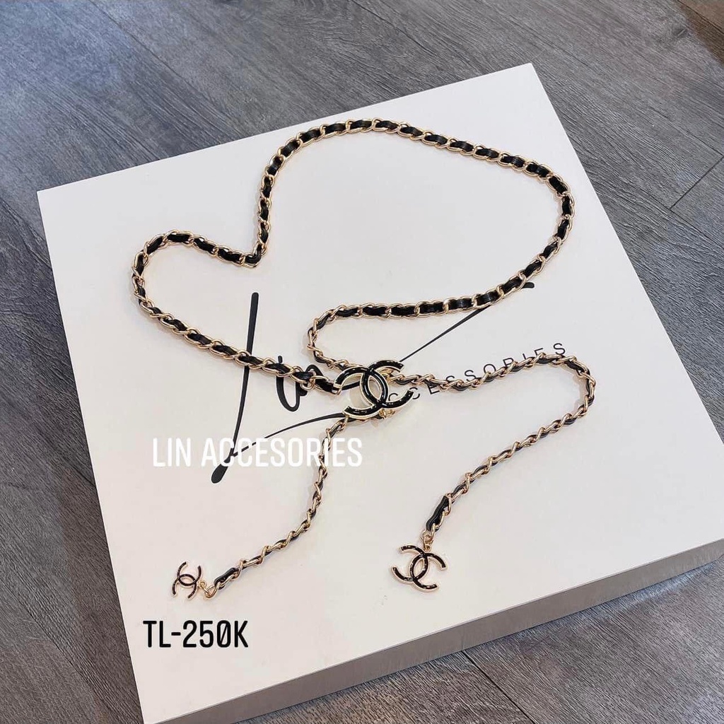 Đai váy áo xích phối da CN sang chảnh - Dây xích eo thắt váy áo nữ kim loại hàng cao cấp loại 1