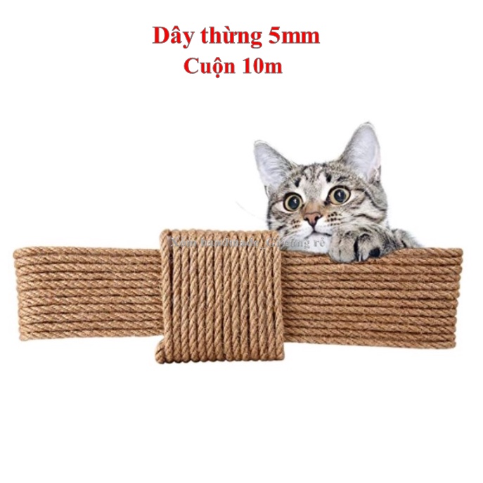 Dây thừng 5mm, dài 10m, dây thừng trang trí, làm đồ cào móng mèo, cat tree,  làm đồ handmade