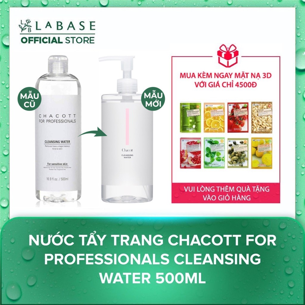 Nước tẩy trang Chacott for Professionals Cleansing Water 500ml [Hàng nhập khẩu chính hãng]