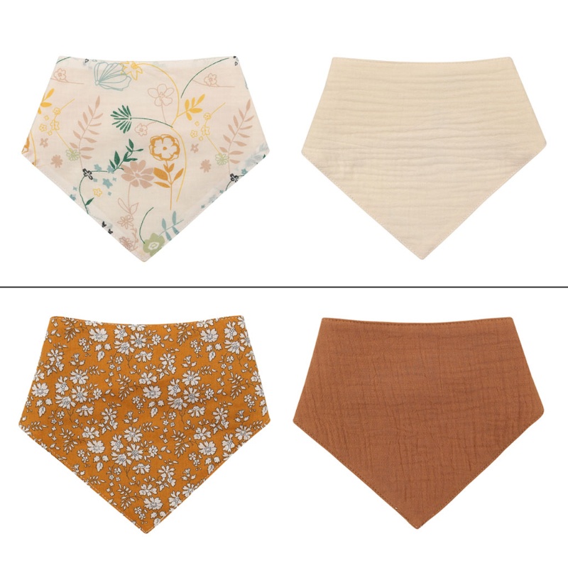 Yếm Ăn Sát Nách Chống Bẩn In Họa Tiết Hoa Xinh Xắn Cho Bé Sơ Sinh