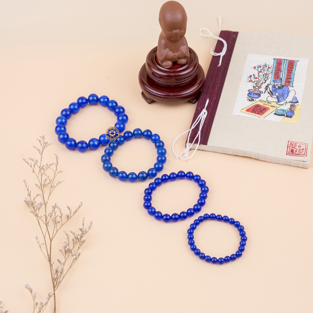 Vòng tay phong thủy đá MNao Xanh Lam [TẶNG HỘP GỖ CAO CẤP] may mắn tài lộc nam nữ mệnh Thủy Mộc - Phong Thủy Tây Tạng