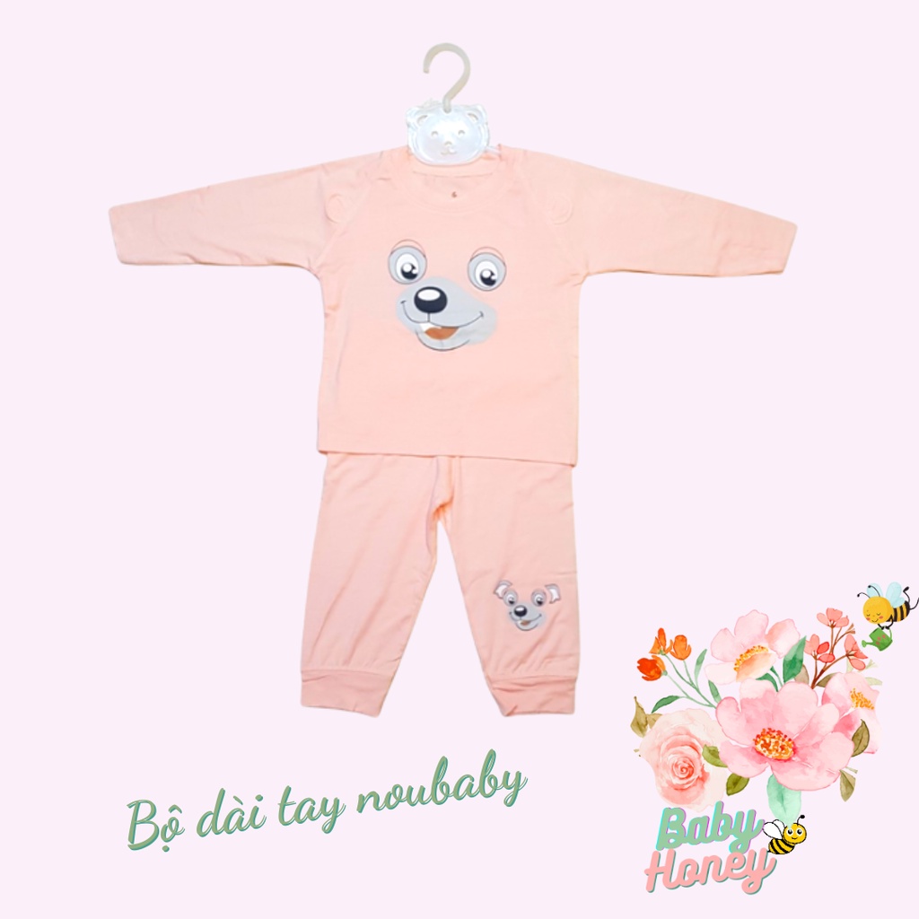 Bộ quần áo thu đông cho bé Noubaby họa tiết gấu 100% Bamboo sợi tre cao cấp