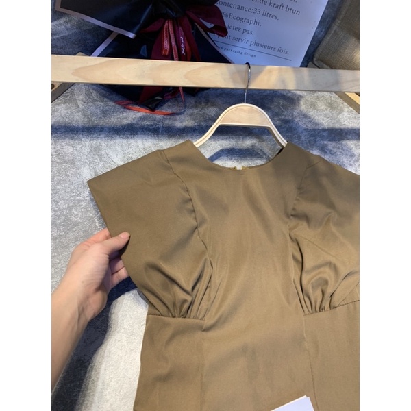 Váy kaki chiết eo 2 màu dễ mặc