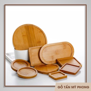 Khay gỗ đựng bình sữa, cà phê, chậu hoa phong cách Nhật Bản | Lót ly gỗ