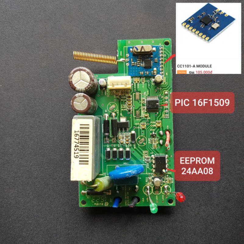 Mạch tháo máy có CC1101 PIC16F1509