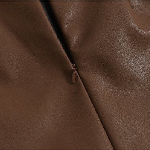 Chân váy chữ A lưng cao bằng da PU xẻ tà thời trang thu đông chất lượng cao