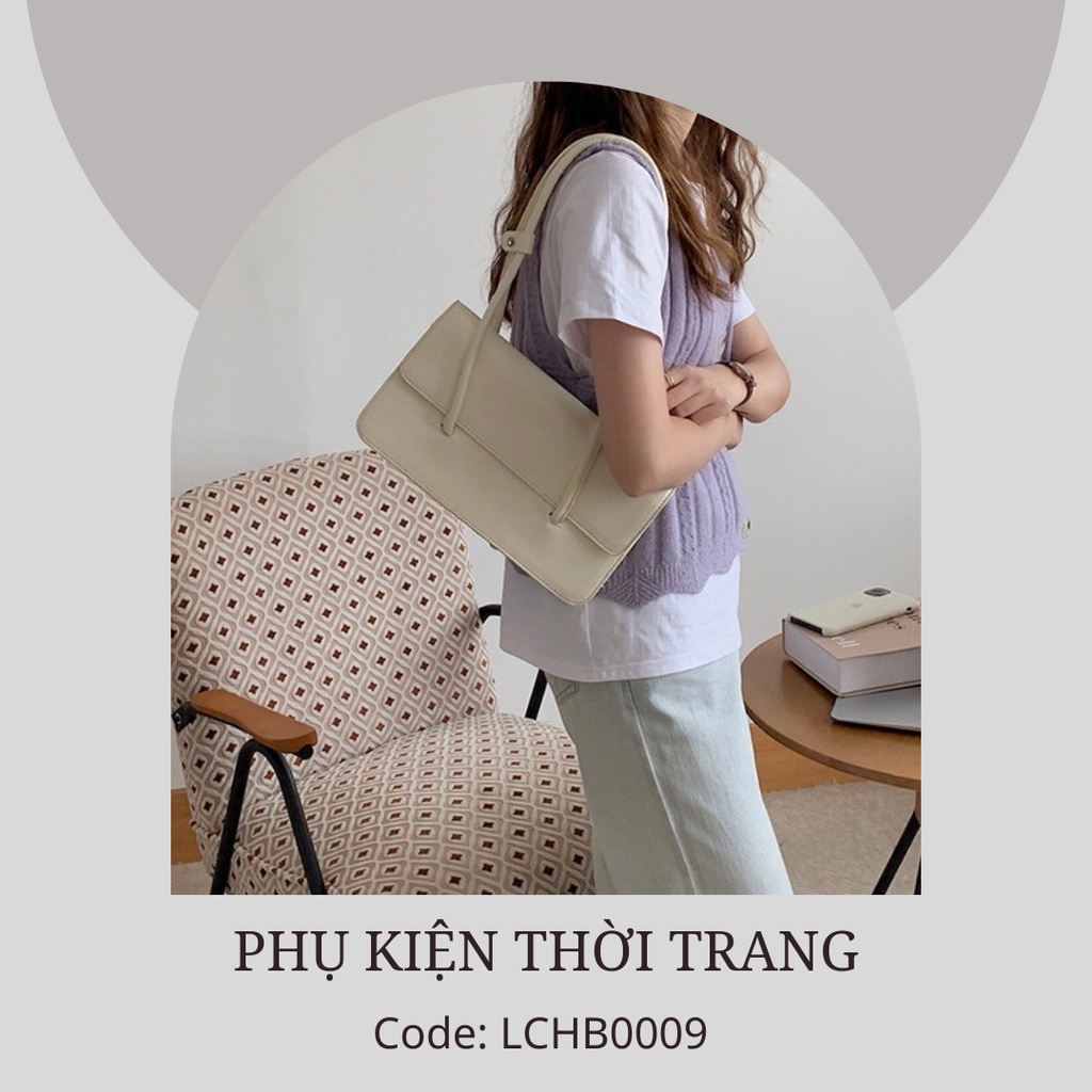 Túi xách nữ, túi bì thư da đeo vai thiết kế hình chữ nhật đơn giản