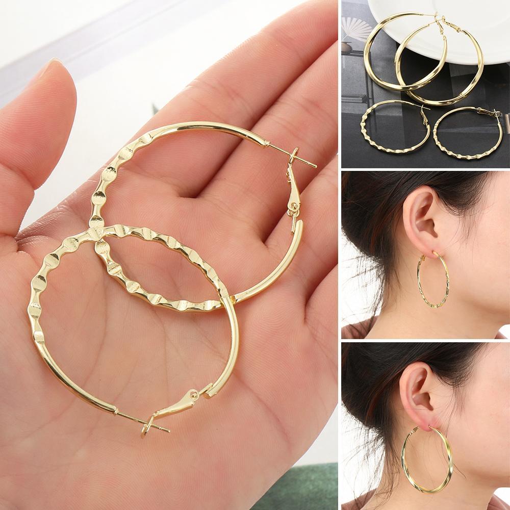 EUTUS Đôi Khuyên Tai Vòng Tròn Mạ Vàng Thời Trang Cho Nữ