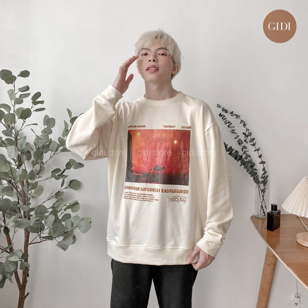 Áo Sweater LOREM Nam Nữ Unisex in chữ màu Trắng/ Đen vải chân cua cao cấp dày dặn cổ tròn form rộng OVERSIZE