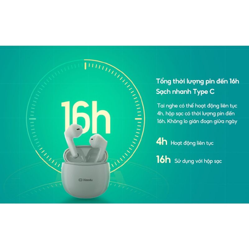 Tai nghe không dây Bluetooth Xiaodu Du Smart Buds - Cảm ứng chạm, Chống ồn, Pin 16h | Chính hãng - Bảo hành 12 tháng
