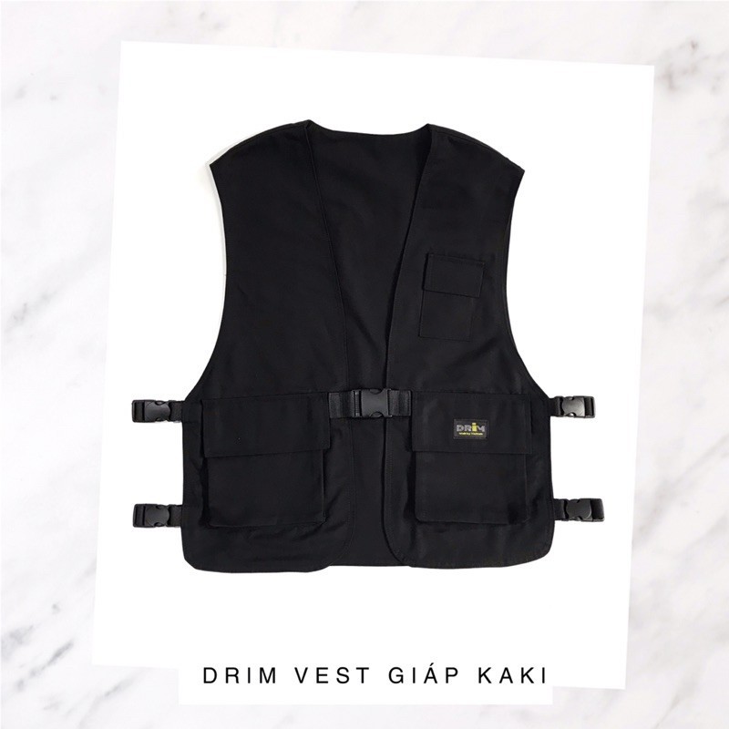 áo nam giảm Áo Gile Vest unisex DrimVEST-Giáp Đen Kaki (Bảo hành 1 đổi 1)(Design and handmade by Drimwe)