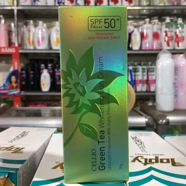 Kem chống nắng Cellio Green Tea Whitening Sun Cream 70g