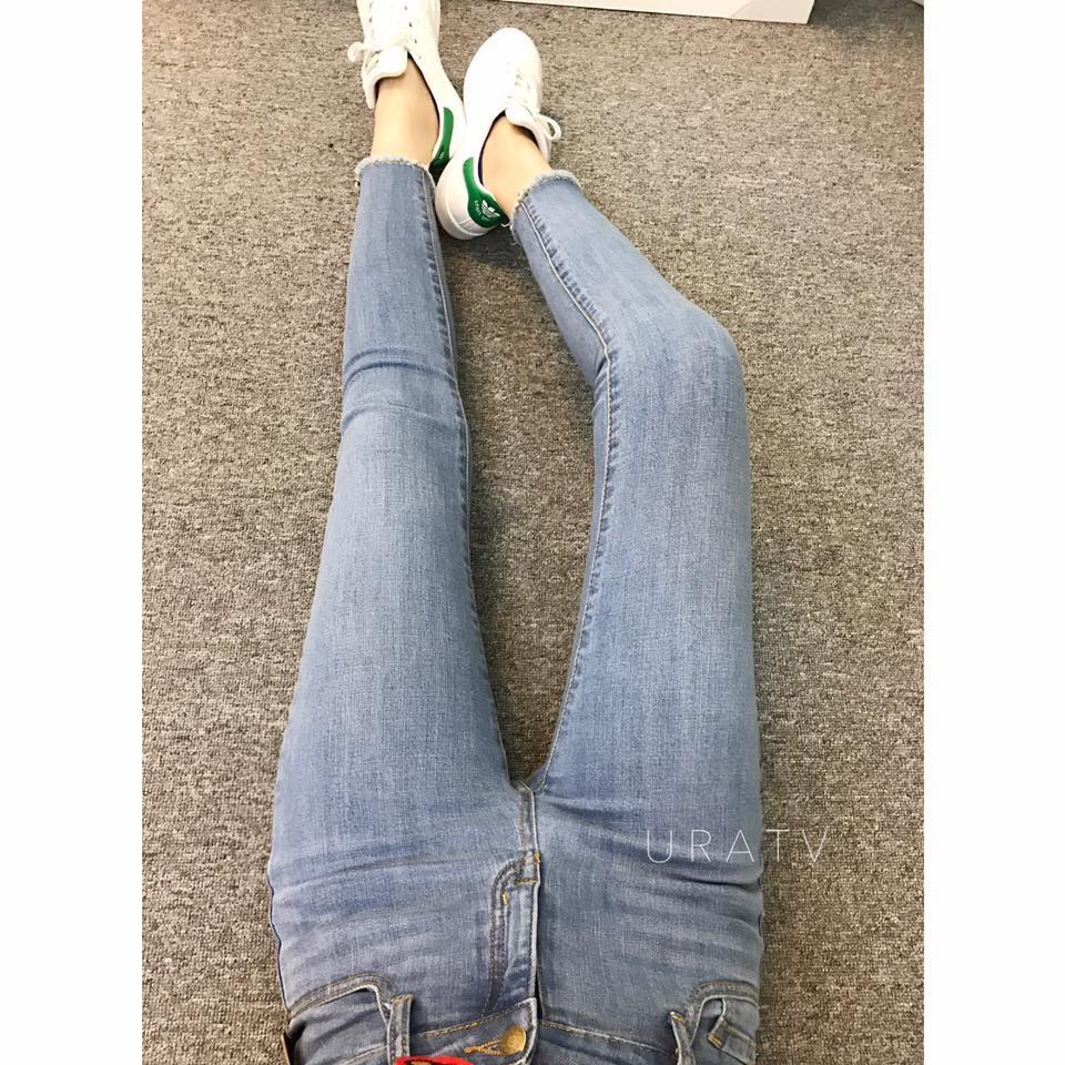 Quần jeans skinny dài 9 tấc tua trơn KC lưng cao co giãn