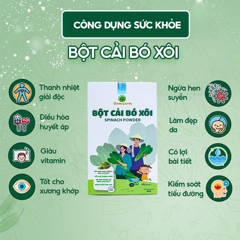 Bột Rau Củ Ăn Dặm Cho Bé CAMIFARM Nguyên Chất 100% Combo 4 hộp x 80g